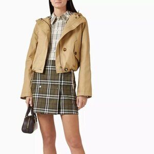 Burberry Short Parka Hooded Jacket in Gabardine